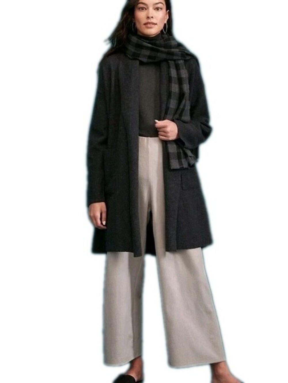 EILEEN FISHER Chalk Stretch Wide-Leg Size MM Crop Pants #5